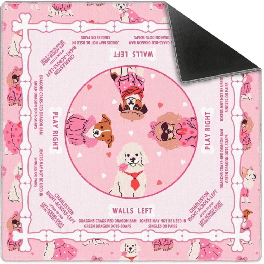 Mahjong Mat Pink Dogs new